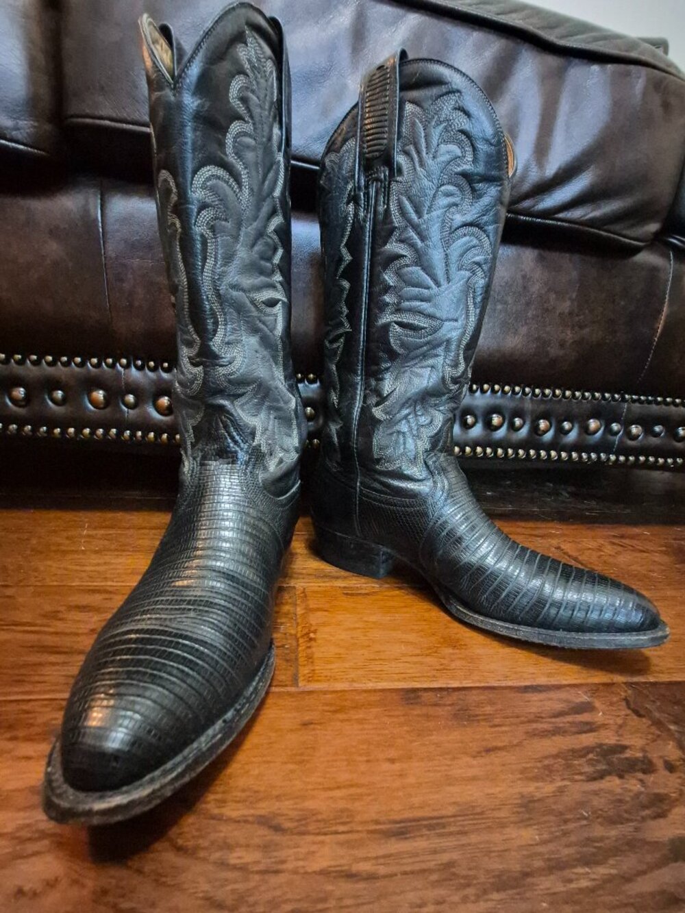 Vintage Montana - Black Exotic Teju Lizard Cowboy Boots.  Size Men's 9.5 D